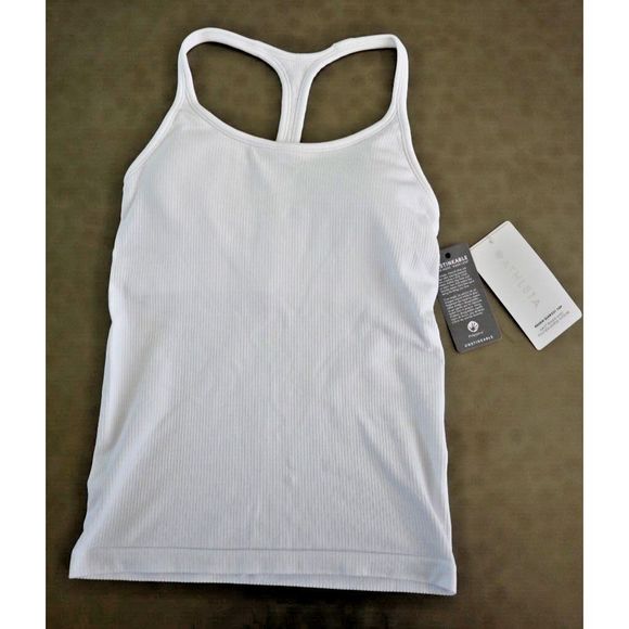 Athleta S902-0022 Women's Sz S White Ribbed Renew Seamless Support Tank Top $60 - Picture 1 of 6